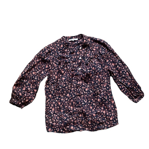 Frame Anita Multi Floral Navy Button Down Blouse - Picture 2 of 6